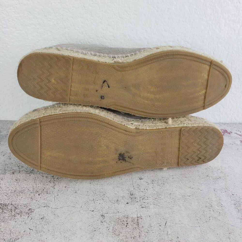 Manebi Hamptons Espadrille Sneaker Platform Jute Gray Suede Leather size 41